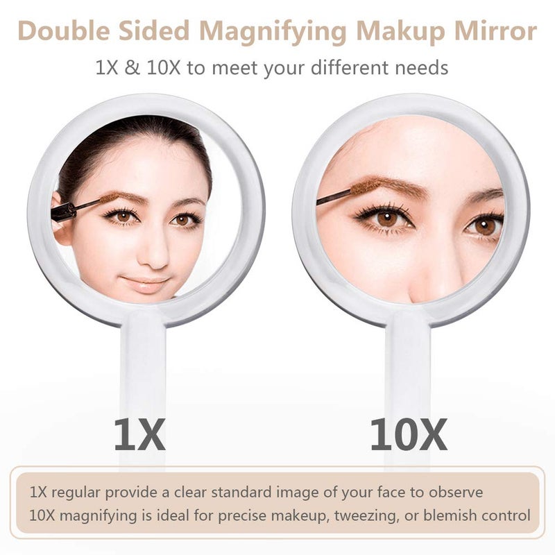 Gotofine 1X & 10X Magnifying Double Side Hand Makeup Mirror with Stand, Handheld Vanity Mirror, Clear - Image 4